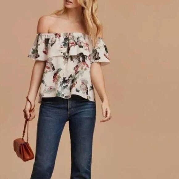 Aritzia Wilfred Silk Floral Off Shoulder Blouse - Picture 10 of 10